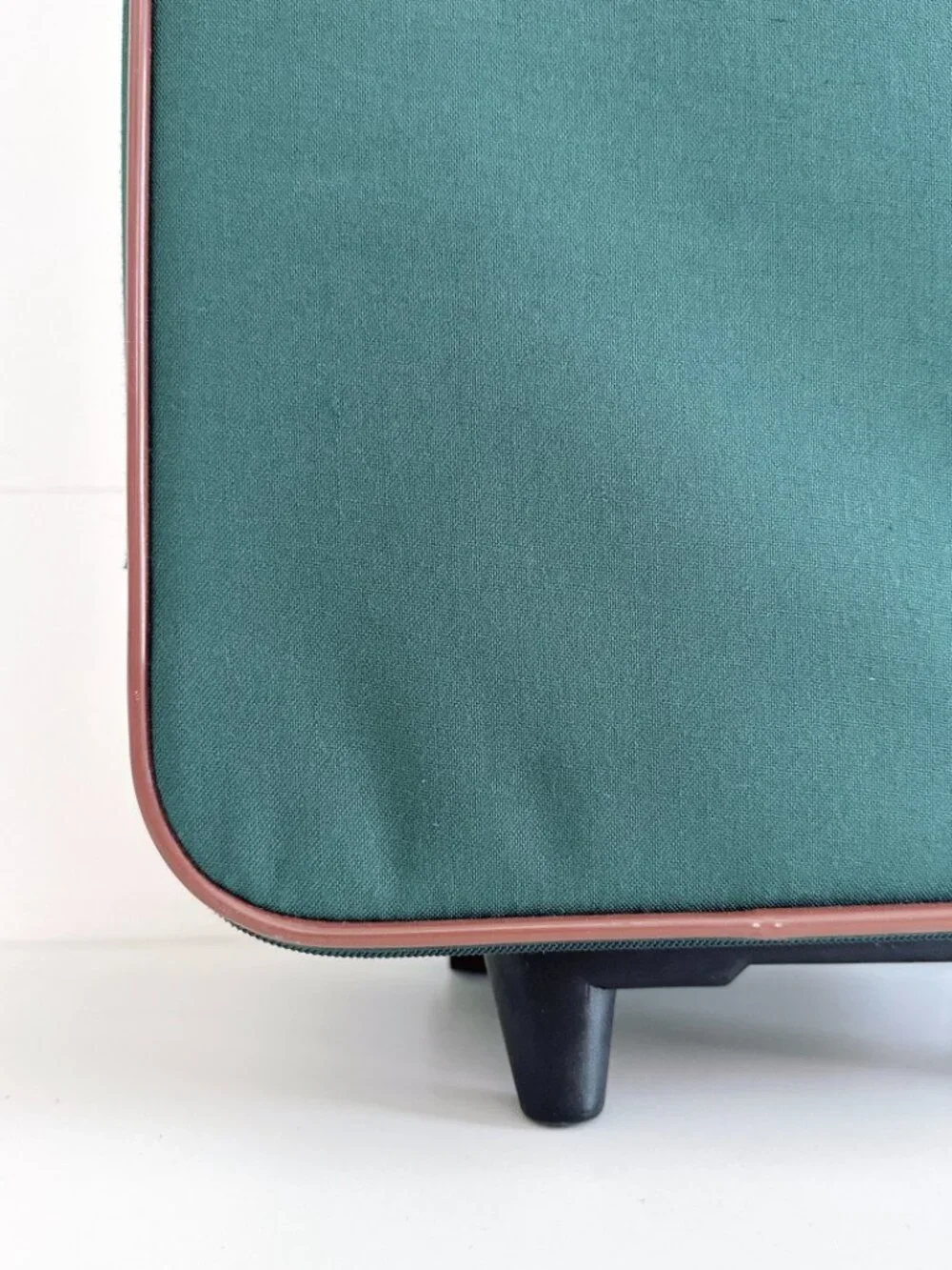 VINTAGE POLO RALPH LAUREN SUITCASE HUNTER GREEN CANVAS DESIGN BROWN LEATHER TRIM